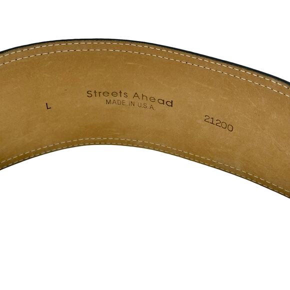 Streets Ahead for Neiman Marcus Black Leather and Suede Belt L - LARGE main image 6